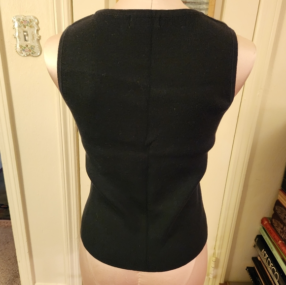 Vintage Black Vest Ribbed Sleeveless Top Richards & Jones - Picture 3 of 6